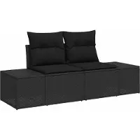 vidaXL Tuinbank Set 9 st Zwart poly rattan
