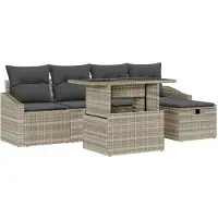 vidaXL Tuinbank Set 6 st Lichtgrijs poly rattan
