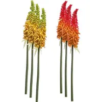 Emerald - Kunstbloem Kniphofia 85cm - Set van 6 - Kunstplant voor binnen