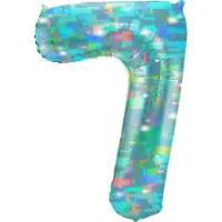 Folat - Folieballon Cijfer 7 Galactic Aqua - 86 cm