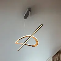 Schuller Valencia LED hanglamp Enora, zwart/goudkleurig, lengte 120 cm, CCT dimbaar, zwart, Woon-/ Eetkamer, Aluminium, Modern