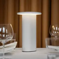 Fritz Hansen LED-tafellamp Solae, dimbaar, wit / opaal, Woon-/ Eetkamer, Aluminium, Modern, LED tafellamp