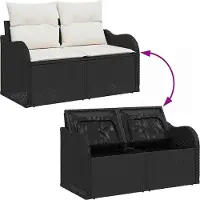 vidaXL Tuinbank Set met kussen met opslag 5 pcs Zwart Poly rattan