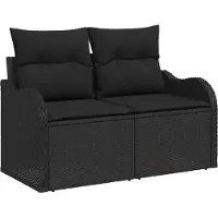 vidaXL Tuinbank Set 8 st Zwart poly rattan