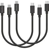 Phonillico 3x Micro USB naar USB C Kabel Zwart - 0,2 meter - Oplaadkabel voor Sony Xperia C3 / C4 / C5 Ultra / E / E1 / E3 / E4 / E4g / E5 / X / X Performance / XA / XA Ultra