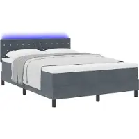 vidaXL LED boxspringbed met hoofdeinde, donkergrijs, 140 x 200 cm, fluweel