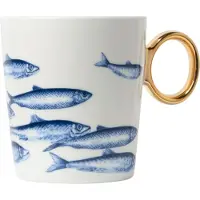 Heinen Delfts Blauw Mok Vissen Blauw / Wit D 8,5 H 9,5 Cm