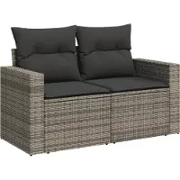 vidaXL 7-delige Loungeset met kussens poly rattan grijs