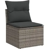 vidaXL 7-delige tuinmeubelset met kussens, grijs, polyrotan