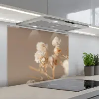 KitchenYeah Spatscherm 90x70 cm - Zelfklevende achterwand Bloemen - Wit - Natuur - Pastel - Keuken muurbeschermer - Spatwand fornuis
