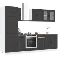 vidaXL 8-delige Keukenkastenset Kalmar bewerkt hout zwart