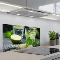 KitchenYeah Spatscherm 90x45 cm - Zelfklevende achterwand Cocktail - Mojito - Groen - Munt - Keuken muurbeschermer - Spatwand fornuis