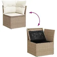 vidaXL Bankstel met kussen met opslag 6 pcs Beige en Wit poly rattan