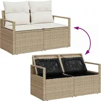 vidaXL Tuinbank Set 6 st Beige Poly rattan