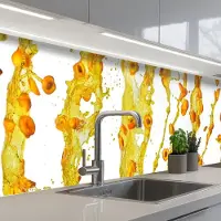 KitchenYeah Keuken achterwand 400x80 cm - Spatscherm zelfklevend Oranje - Geel - Splash - Fruit - Muurbeschermer - Spatwand fornuis
