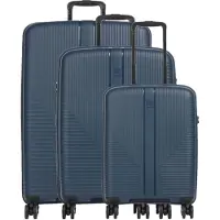 Travelite Air Stripe 4 wielen Kofferset 3-delig met uitbreidingsplooi blauw