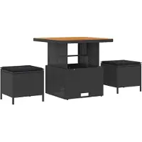 vidaXL Tuin Eettafel Set 3 st Zwart poly rattan