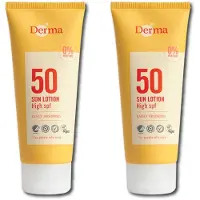 Derma Sun - Zonnebrand SPF50 2 x 100 ml - Hoge UVA en UVB Bescherming - Waterbestendige - Parfumvrij - AllergyCertified - met Aloe Vera, Glycerine en Vitamine E