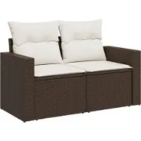 vidaXL 4-delige Loungeset met kussens poly rattan bruin