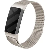 Strap-it Luxe Milanese band - geschikt voor Fitbit Charge 3 / Fitbit Charge 4 - sterrenlicht - Maat: Maat L