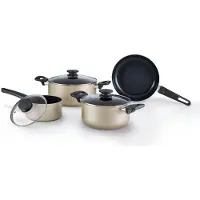 Brabantia START 2 COOK Pannenset - 4 (7)delig - Healthy Cooking - Geschikt voor Inductie - Keramische anti aanbaklaag - 100% PFAS vrij - Complete Set voor de beginner - Beige