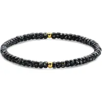 Frank 1967 7FB-0818 – – Heren Armband – Kralenarmband – Zwart – Goudkleurig – Gepolijst