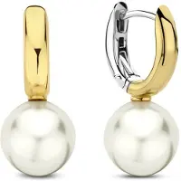 Ti sento Dames Oorbellen - 925 zilver - Parel met geel verguld - 7986YP