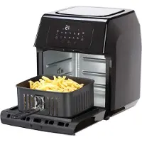ROYAL SWISS Airfryer Oven 12L XXL – Heteluchtfriteuse – 1800W – 8 Programma’s – Inclusief Accessoires – 80–200°C – RVS/Zwart