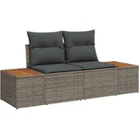 vidaXL Tuinbank Set 7 st Grijs poly rattan