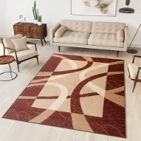 Tapiso Dream Vloerkleed Bruin Beige Modern Cirkels Woonkamer Tapijt Maat- 200x300
