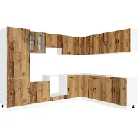vidaXL 14-delige Keukenkastenset Kalmar bewerkt hout oud houtkleurig