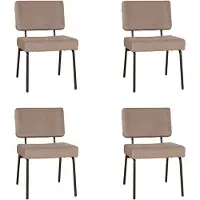 Bronx71 Velvet eetkamerstoel Espen taupe - Eetkamerstoelen set van 4 - stoel