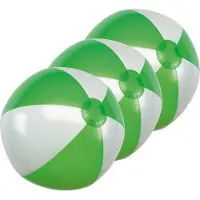 Huismerk 3x Opblaasbare strandballen groen/wit 28 cm speelgoed -