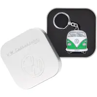 Brisa VW Collection - Volkswagen geëmailleerde metalen sleutelhanger-ring sleutelaccessoire in T1 Bulli Bus-design (voorkant/groen)