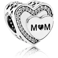 Fler | Bedel | Past op populaire bedel armbanden | armbandbedel | Mom Hartje Bedel | Hangbedel Charm | 925 Sterling Zilver | Heldere Zirkonia | Armband Kraal | Verjaardagscadeau | Valentijn Kado