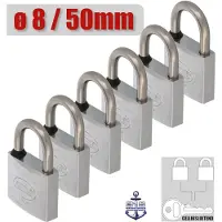 AMIG Hangsloten Set 6 Stuks - Gelijksluitend Slot Systeem - Ø8mm / 50x78mm - RVS AISI 316 - Industrieel Gebruik