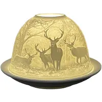 Clayre & Eef Waxinelichthouder Ø 12x8 cm Wit Porselein Hert