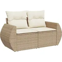 vidaXL Tuinbank Set 10 st 7-Aantal zitplaatsen Beige en Crème