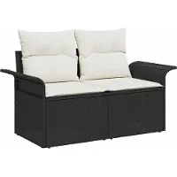 vidaXL Tuinbank Set 7 st 6-Aantal zitplaatsen Zwart en Crème