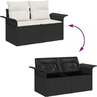 vidaXL Tuinbank Set 5 st Zwart [Synthetisch]: Poly Riet