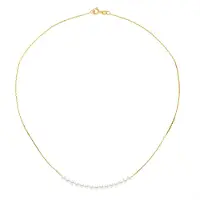 Diadema Curb Ketting 15 gekweekte parels White Yellow Gold