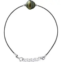 Diadema LOVE armband LINK Tahitian Pearl Ringed 10-11mm Link Nylon Black 925