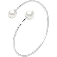 Diadema Bangle YOU AND ME 2 Beads Freshwater 89mm Zwarte Ronde 925