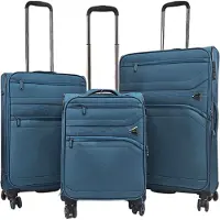Infinity Leather Lichtgewicht blauwgroen reisbagagekoffers met 8 wielen