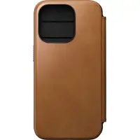 Nomad Modern Leather FolioBookcase voor de Apple iPhone 15 Pro Max - English Tan