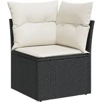 vidaXL 11-delige tuinmeubelset met kussens, zwart, polyrotan