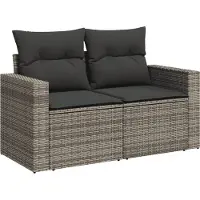 vidaXL 5-delige Loungeset met kussens poly rattan grijs