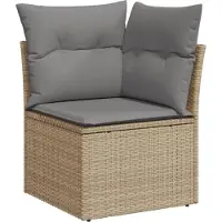 vidaXL 6-delige Loungeset met kussens poly rattan beige