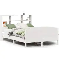 vidaXL Bed met boekenkast zonder matras grenenhout wit 160x200 cm