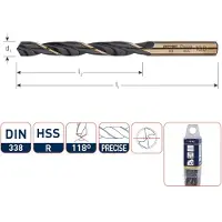 Rotec HSS Spiraalboor DIN 338N Precise 12,8 mm - 5 stuk(s) - 1011280